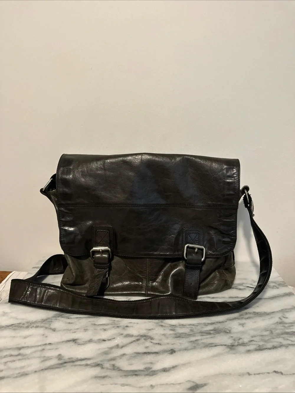 Fossil messenger crossbody bag laptop office vintage